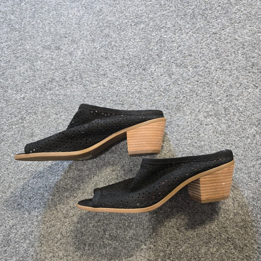 Lucky Brand Shoes Women Size 9.5 Black Mule Slides Peep Toe Stacked Heel Capsule - Picture 4 of 11